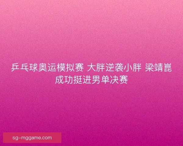 乒乓球奥运模拟赛 大胖逆袭小胖 梁靖崑成功挺进男单决赛